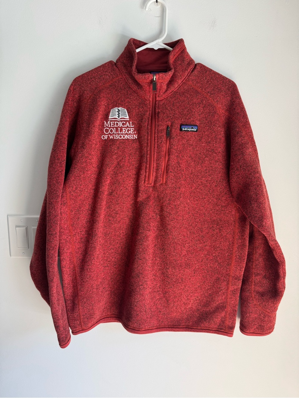 Patagonia Men's Better Sweater 1/4‎ Zip Fleece Jacket Size L Red ***LOGO